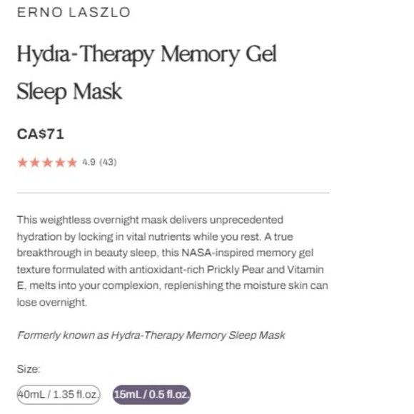 BNIB!!! ERNO LASZLO Hydra-Therapy Memory Gel Sleep Mask - Picture 6 of 6